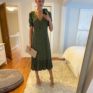 Green polka dot dress